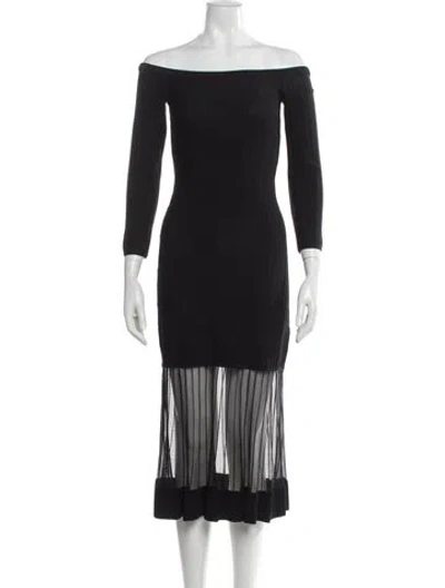 Pre-owned Milly Off-the-shoulder Midi Length Dress W/ Tags In Gray