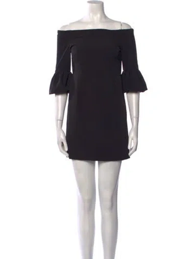 Pre-owned Milly Off-the-shoulder Mini Dress In Black