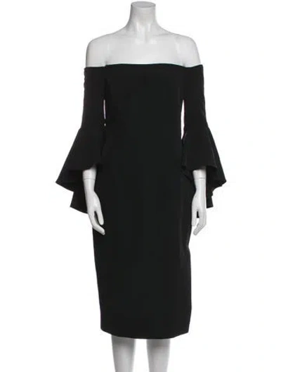 Pre-owned Milly Off-the-shoulder Mini Dress In Black