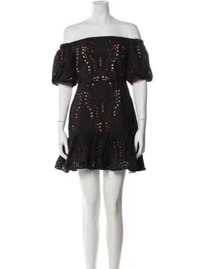 Pre-owned Milly Off-the-shoulder Mini Dress In Black