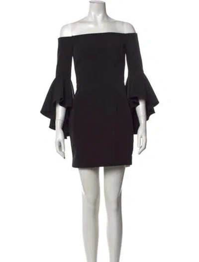 Pre-owned Milly Off-the-shoulder Mini Dress In Black