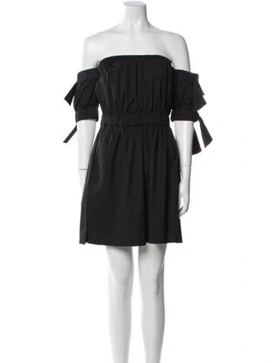 Pre-owned Milly Off-the-shoulder Mini Dress In Black