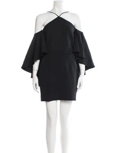 Pre-owned Milly Off-the-shoulder Mini Dress In Black