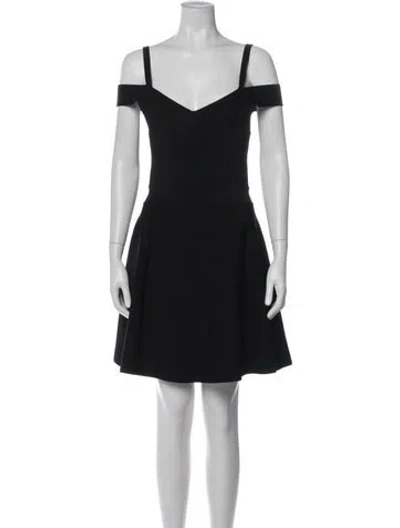 Pre-owned Milly Off-the-shoulder Mini Dress In Black