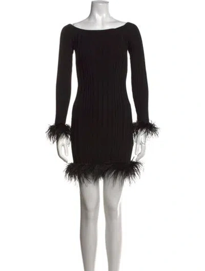 Pre-owned Milly Off-the-shoulder Mini Dress In Black