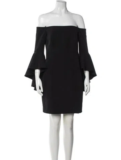 Pre-owned Milly Off-the-shoulder Mini Dress In Black