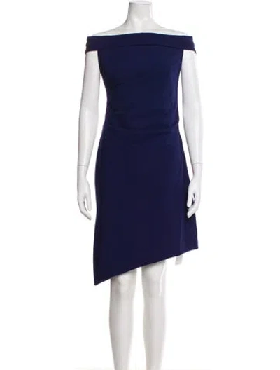 Pre-owned Milly Off-the-shoulder Mini Dress In Blue