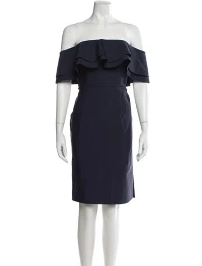 Pre-owned Milly Off-the-shoulder Mini Dress In Blue