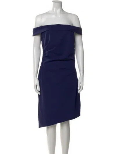 Pre-owned Milly Off-the-shoulder Mini Dress In Blue