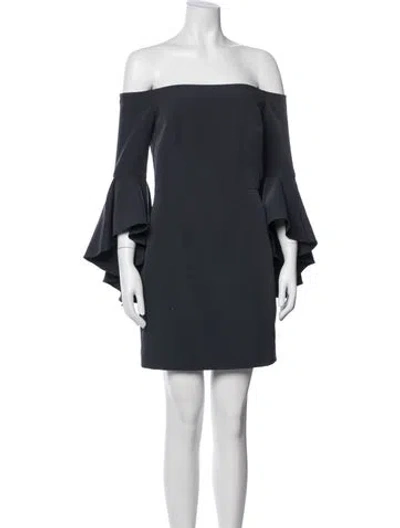 Pre-owned Milly Off-the-shoulder Mini Dress In Blue