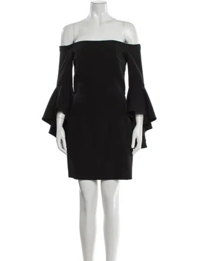 Pre-owned Milly Off-the-shoulder Mini Dress In Gray