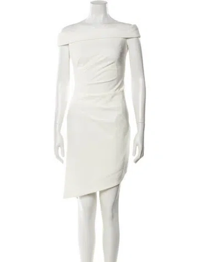 Pre-owned Milly Off-the-shoulder Mini Dress In Neutral
