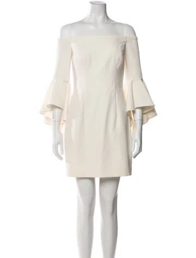 Pre-owned Milly Off-the-shoulder Mini Dress In Neutral