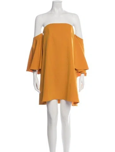Pre-owned Milly Off-the-shoulder Mini Dress In Orange