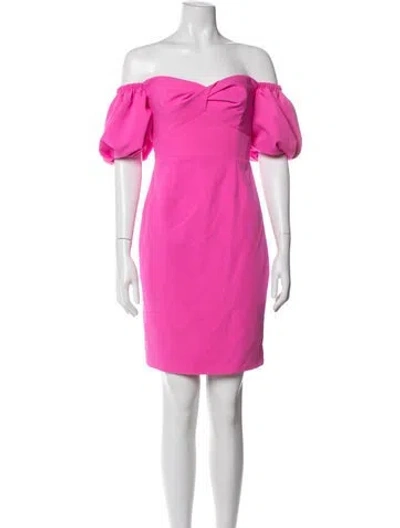 Pre-owned Milly Off-the-shoulder Mini Dress In Pink
