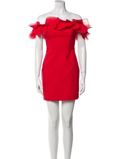 Pre-owned Milly Off-the-shoulder Mini Dress In Red