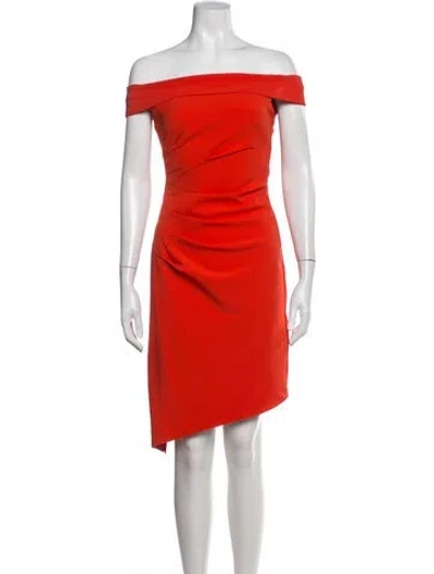 Pre-owned Milly Off-the-shoulder Mini Dress In Red