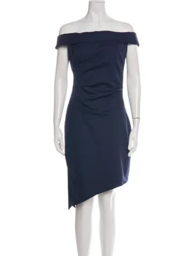 Pre-owned Milly Off-the-shoulder Mini Dress W/ Tags In Blue