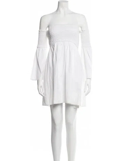 Pre-owned Milly Off-the-shoulder Mini Dress In White