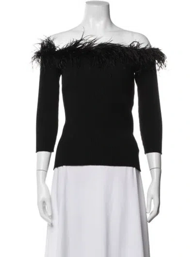 Pre-owned Milly Off-the-shoulder Sweater In Black