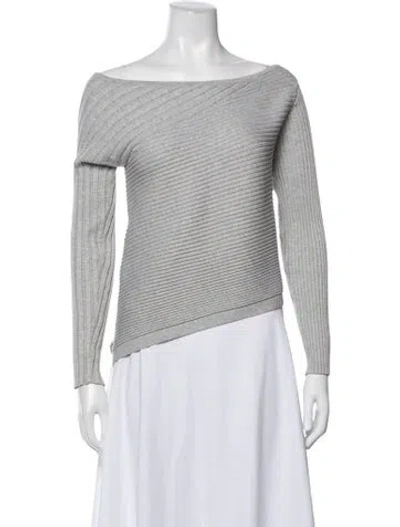 Pre-owned Milly Off-the-shoulder Sweater In Grey