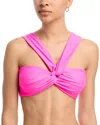 Milly Olivia Draped Bandeau Bikini Top In Pink