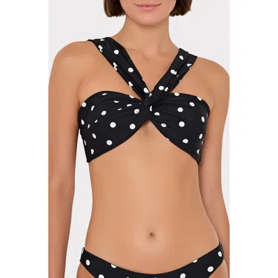 Milly Olivia Polka Dot Twist Front Bikini Top In Black