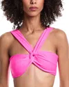 Milly Olivia Solid Draped Bandeau Bikini Top In Pink