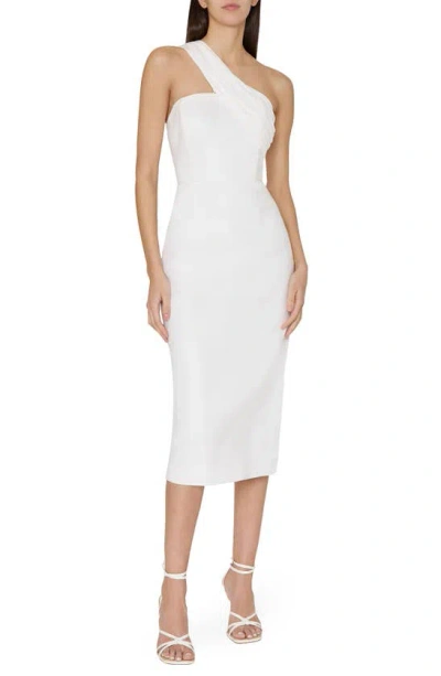 Milly One-shoulder Linen Blend Sheath Dress In White