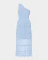 Milly One-shoulder Sheer Knit Midi Dress