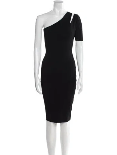 Pre-owned Milly One-shoulder Knee-length Dress In Black