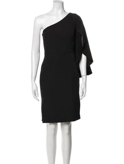 Pre-owned Milly One-shoulder Knee-length Dress In Black