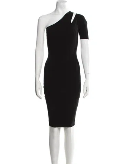 Pre-owned Milly One-shoulder Knee-length Dress In Black