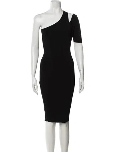Pre-owned Milly One-shoulder Knee-length Dress In Black