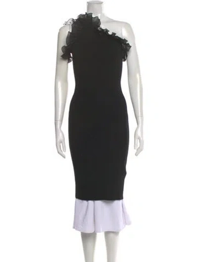 Pre-owned Milly One-shoulder Knee-length Dress W/ Tags In Black