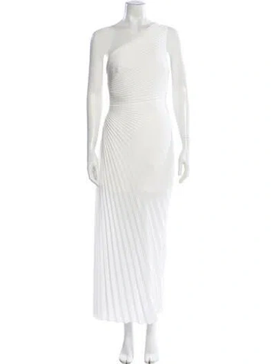 Pre-owned Milly One-shoulder Long Dress In Neutral