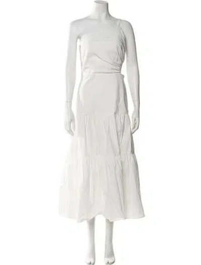 Pre-owned Milly One-shoulder Long Dress In White