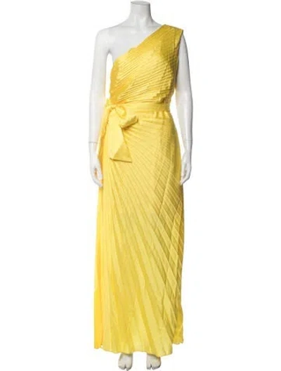 Pre-owned Milly One-shoulder Long Dress In Yellow