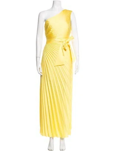 Pre-owned Milly One-shoulder Long Dress In Yellow