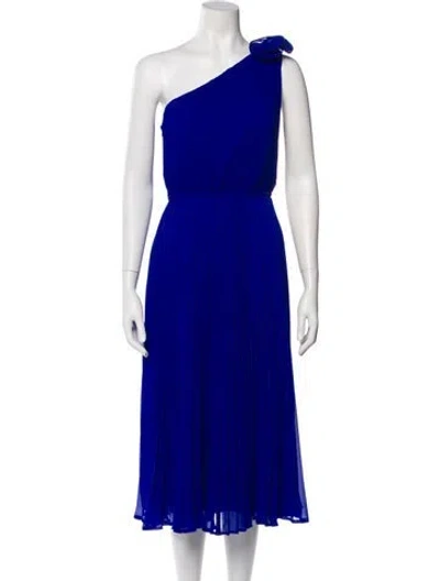 Pre-owned Milly One-shoulder Midi Length Dress In Blue