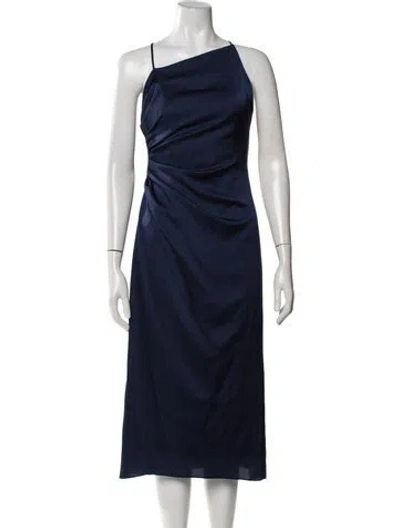 Pre-owned Milly One-shoulder Midi Length Dress In Blue