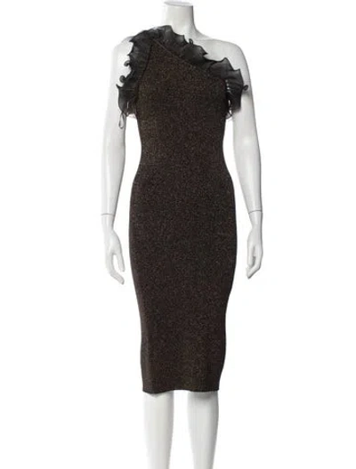Pre-owned Milly One-shoulder Midi Length Dress In Multi