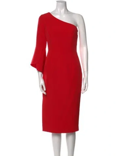 Pre-owned Milly One-shoulder Midi Length Dress In Red
