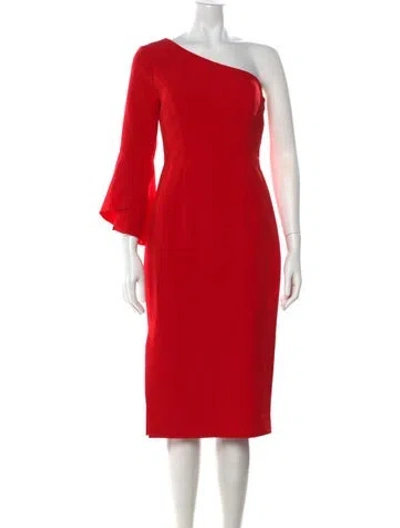 Pre-owned Milly One-shoulder Midi Length Dress In Red