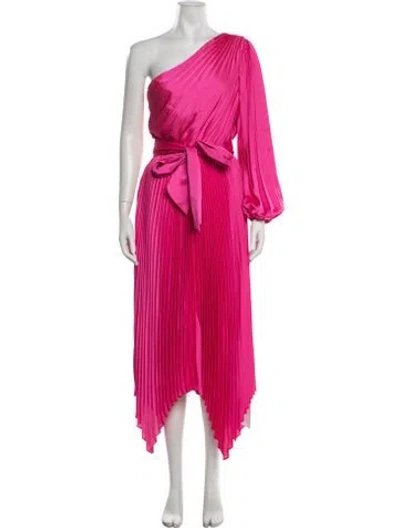 Pre-owned Milly One-shoulder Midi Length Dress W/ Tags In Pink
