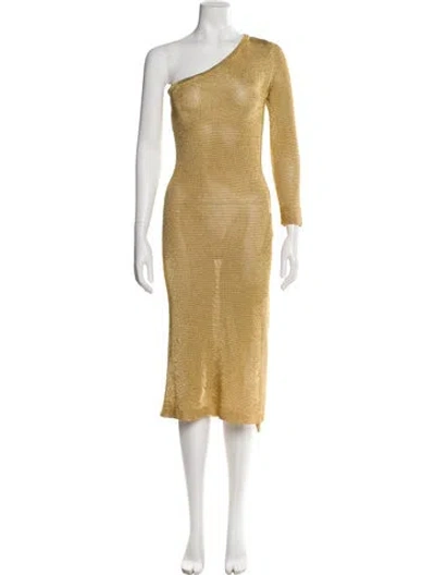 Pre-owned Milly One-shoulder Midi Length Dress W/ Tags In Yellow