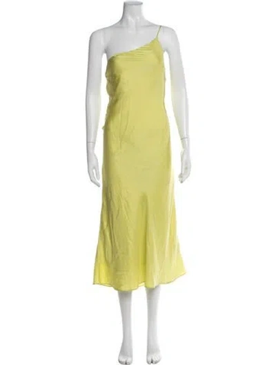 Pre-owned Milly One-shoulder Midi Length Dress In Yellow