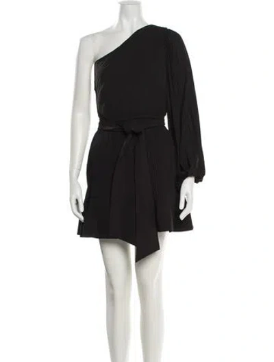 Pre-owned Milly One-shoulder Mini Dress In Black