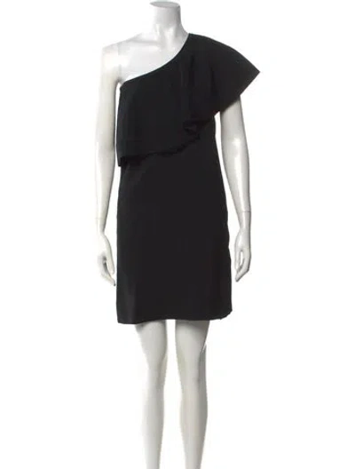 Pre-owned Milly One-shoulder Mini Dress In Black