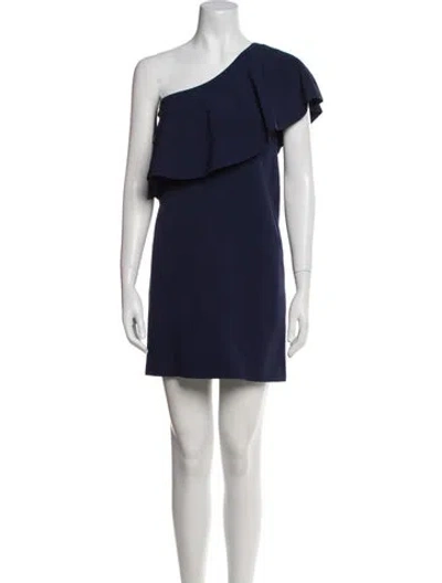 Pre-owned Milly One-shoulder Mini Dress In Blue